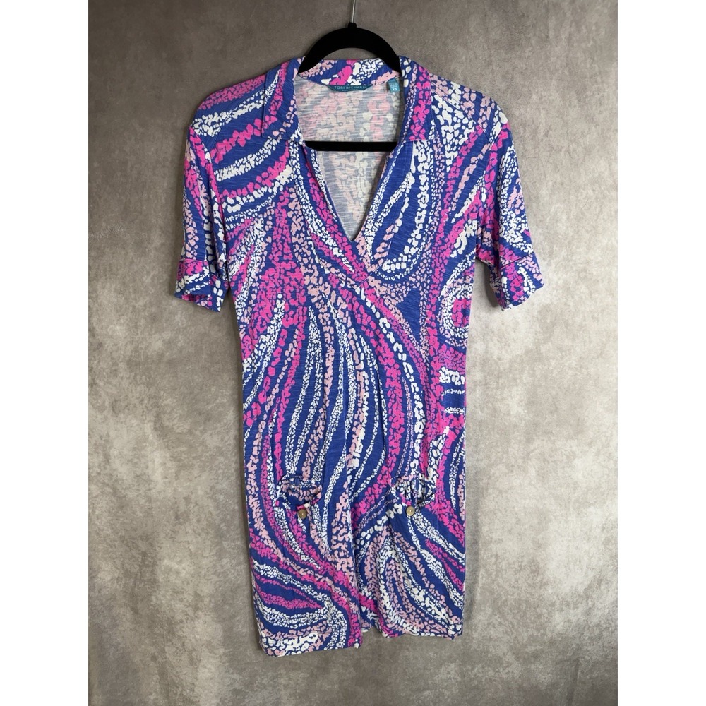 Tori Richard Honolulu Rayon Shift Dress In Purple Pink Women's Size XS